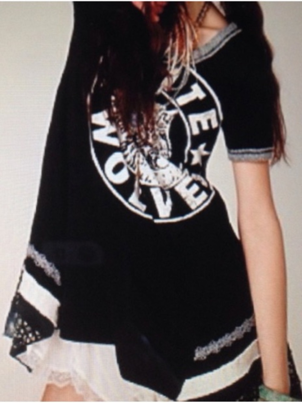 We The Free Black and White Wolves Graphic Tee tunic size M